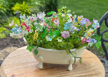 Load image into Gallery viewer, Forever Flower Arrangement in Vintage Metal Bathtub